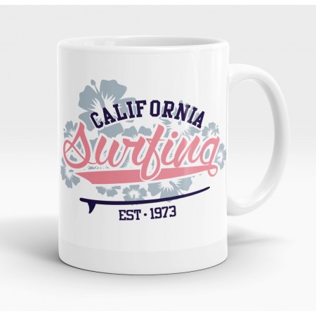 Mug blanc, California Surfings Pacific Rider est 1973