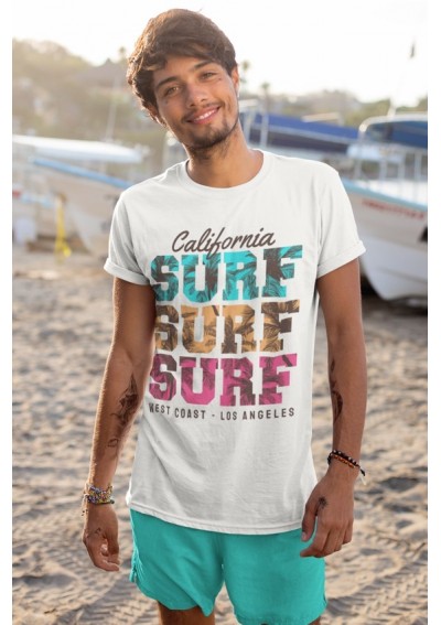 Tee Shirt California Surf Surf Surf West Coast Los Angeles