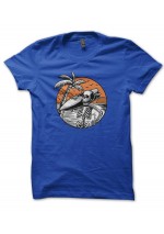 T-Shirt Surfer Skeleton on the beach