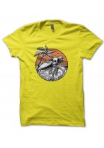 T-Shirt Surfer Skeleton on the beach