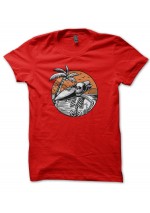 T-Shirt Surfer Skeleton on the beach