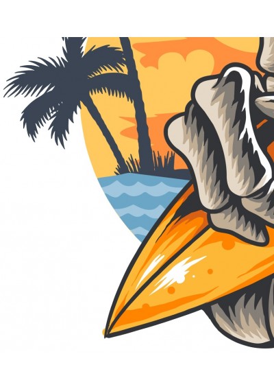 T-Shirt Hand Skull Surfer