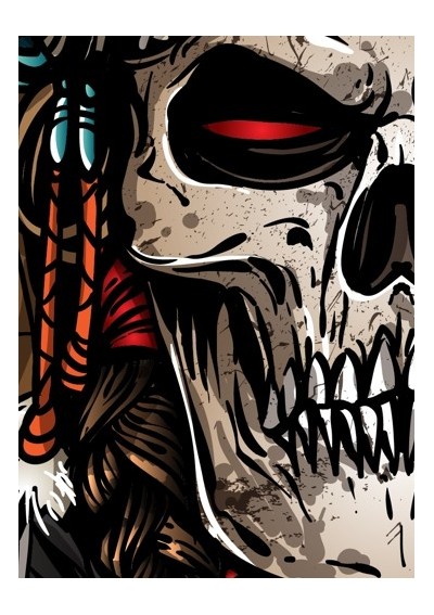 T-Shirt Guerrier Indien, Indian Warrior Skull